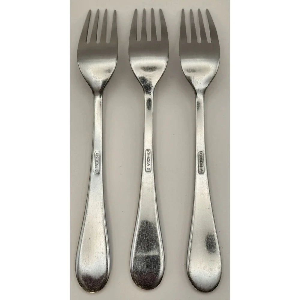 Oneida‎ ICARUS Glossy Set of 3 Dinner Forks Stainless Flatware Glossy Silverware